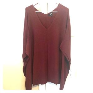 Burgundy tunic shirt sleeve poncho